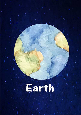 watercolor earth planet
