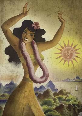 Retro Girl Landscape Hawai