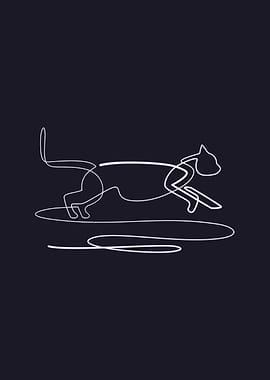 Animal Cat Line Art Poster