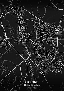 OXFORD city map black