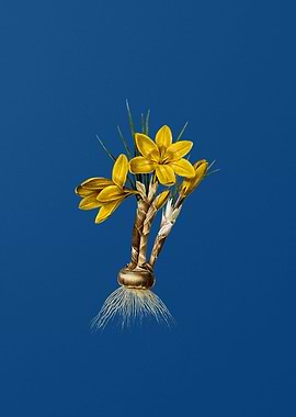 Crocus Luteus on Blue