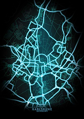 Karlsruhe Germany Neon Map