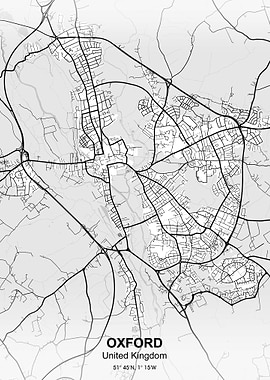 oxford city map white