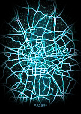 Rennes France Neon Glow
