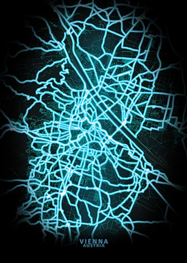Vienna Austria Glow Map