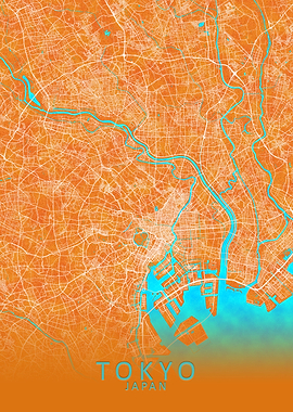 Tokyo Japan City Map Gold