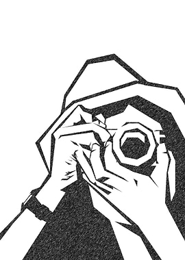 Girl Photographer Line Art