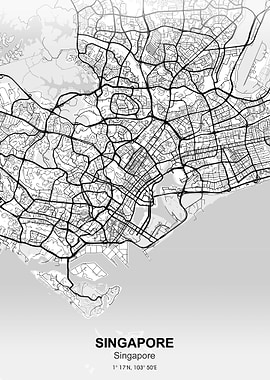 Singapore city map white