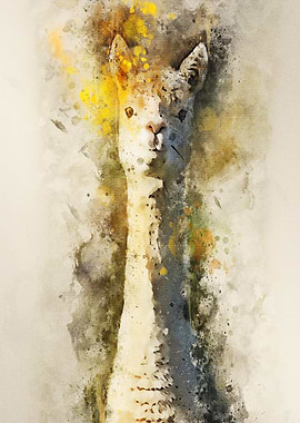 watercolor llama baby