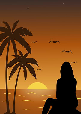 Sunset Landscape in Beach