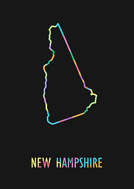 New Hampshire Map Black