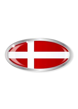 Danish Flag Oval Button