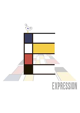 Neoplasticism Art Letter E