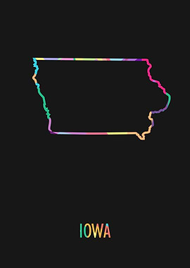 Iowa Map Black