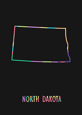 North Dakota Map Black