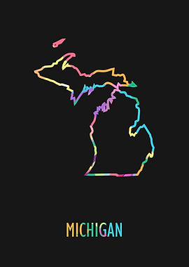 Michigan Map Black