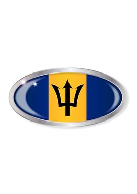 Barbados Flag Oval Button