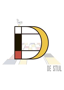 Neoplasticism Art Letter D