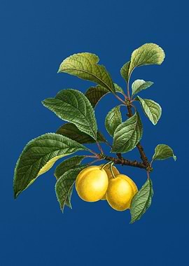 Ripe Plums on a Branch