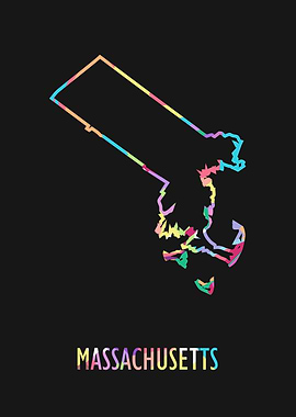 Massachusetts Map Black