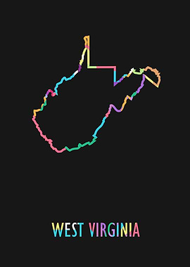 West Virginia Map Black
