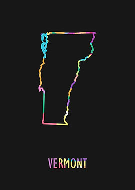 Vermont Map Black