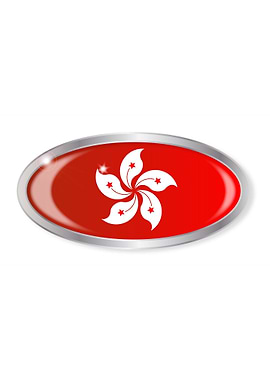 Hong Kong Flag Oval Button