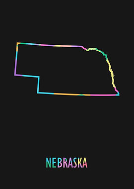 Nebraska Map Black