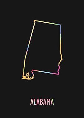 Alabama Map Black