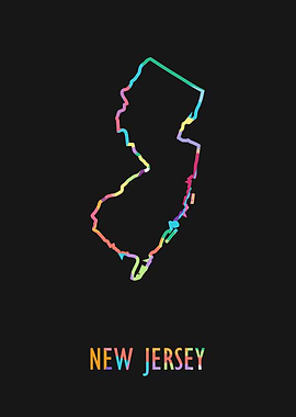 New Jersey Map Black