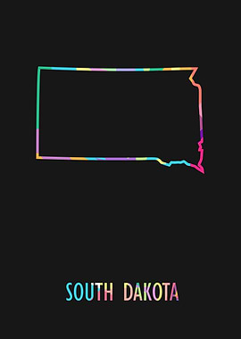South Dakota Map Black