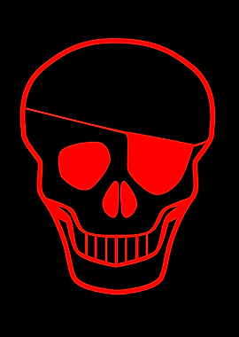 Red Skull With Eye Patch