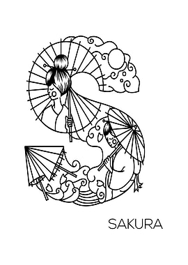 Japanese Type Art Letter S