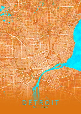 Detroit MI USA City Map