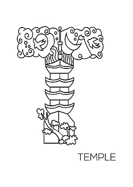 Japanese Type Art Letter T