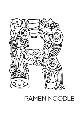 Japanese Type Art Letter R