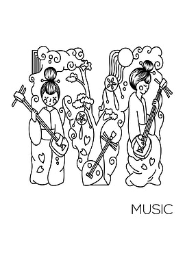 Japanese Type Art Letter M