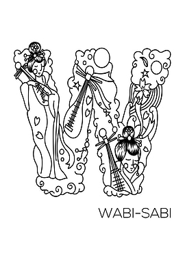 Japanese Type Art Letter W