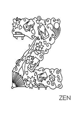 Japanese Type Art Letter Z