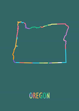 Oregon Map Green Bg