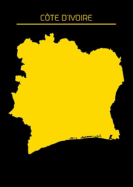 Ivory Coast Map Gold