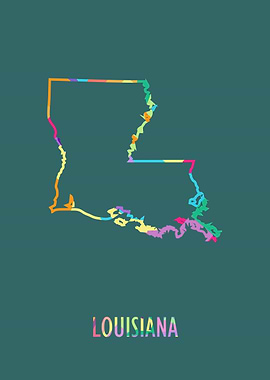 Louisiana Map Green Bg