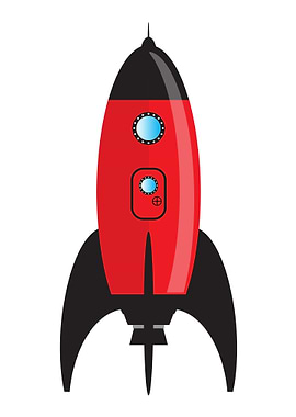 Red Cartoon Space Rocket