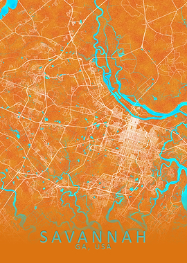 Savannah GA USA City Map