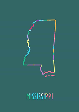 Mississippi Map Green Bg