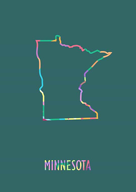 Minnesota Map Green Bg