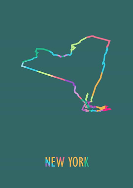 New York Map Green Bg