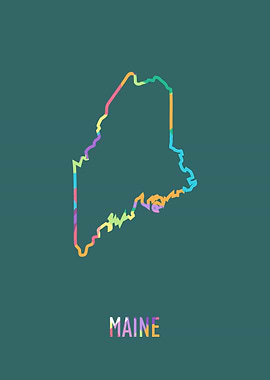Maine Map Green Bg