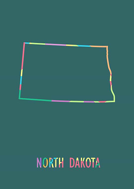 North Dakota Map Green Bg