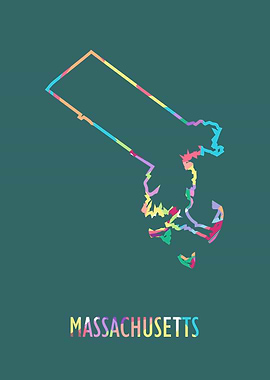 Massachusetts Map Green Bg
